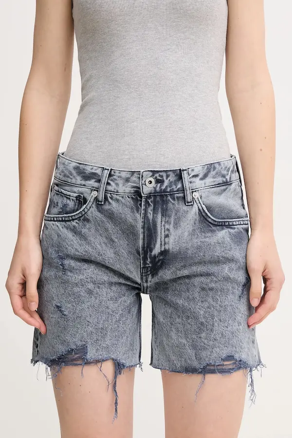 Pepe Jeans Bombažne kratke hlače iz jeansa Pepe Jeans REGULAR SHORT MW DISTRESSED