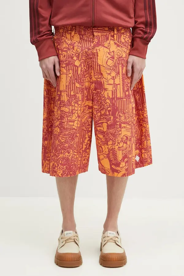 Marcelo Burlon Bombažne kratke hlače Marcelo Burlon Aop Mech Pajama Shorts Orange Burgundy