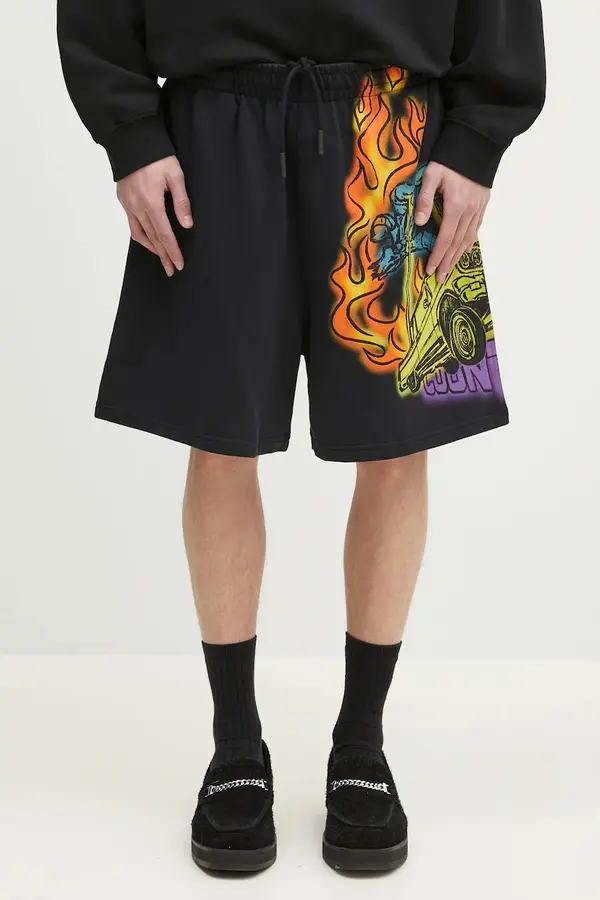 Marcelo Burlon Bombažne kratke hlače Marcelo Burlon County Flame Comfy Sweatshort Black Red