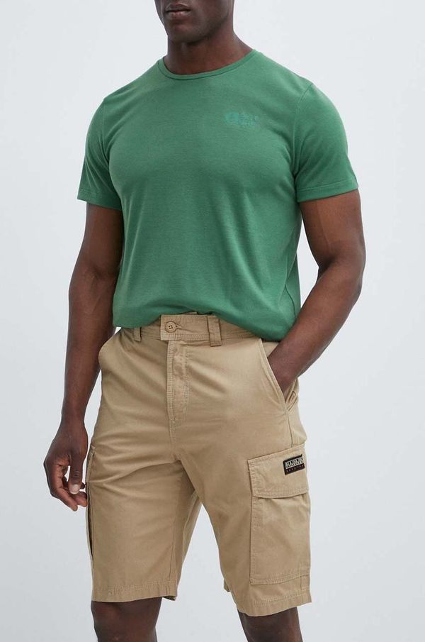 Napapijri Bombažne kratke hlače Napapijri N-Maranon Cargo bež barva, NP0A4H1RN1E1