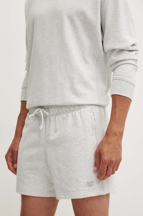 New Balance Bombažne kratke hlače New Balance siva barva