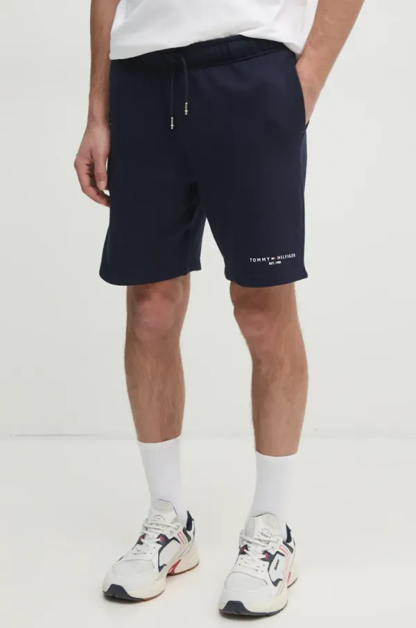 Tommy Hilfiger Bombažne kratke hlače Tommy Hilfiger moške, mornarsko modra barva, MW0MW38698