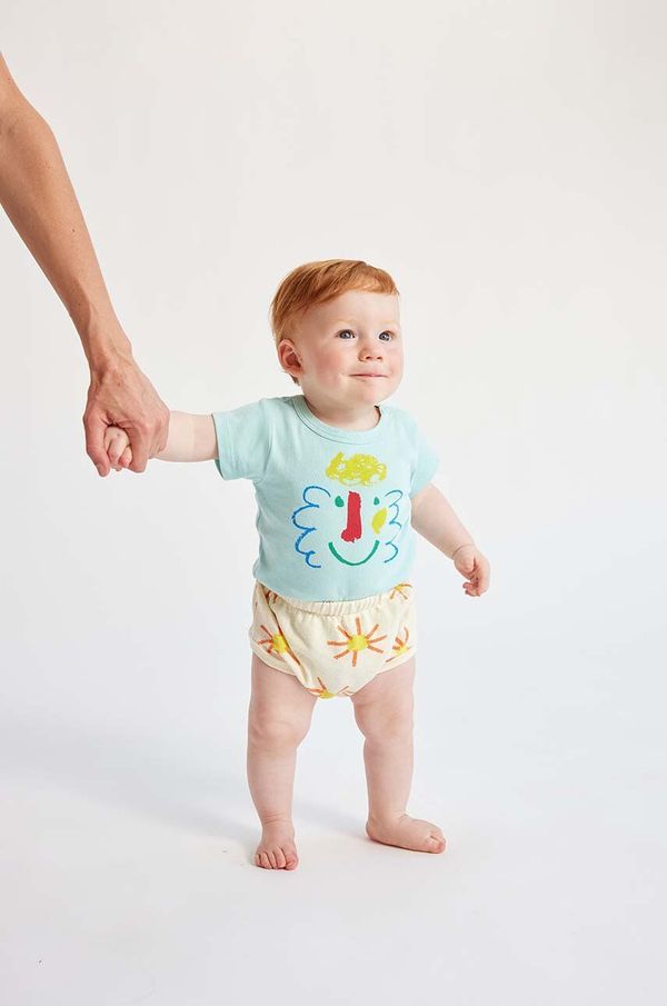 Bobo Choses Bombažne kratke hlače za dojenčke Bobo Choses bež barva