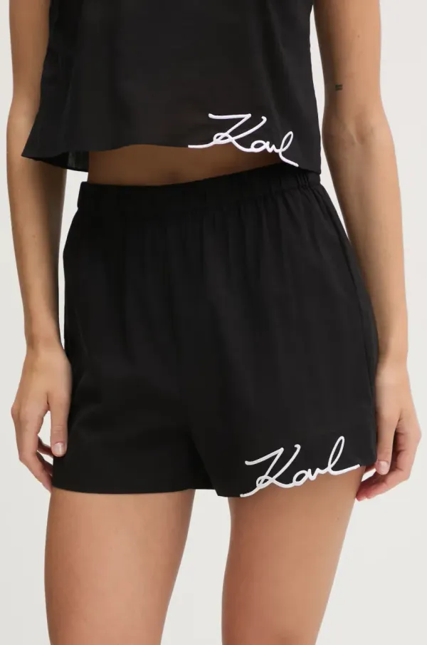 Karl Lagerfeld Bombažne kratke hlače za na plažo Karl Lagerfeld črna barva, A1W46038