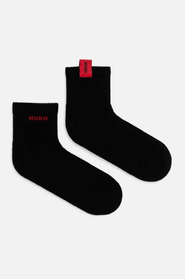 HUGO Bombažne nogavice HUGO 2-pack črna barva, 50531469