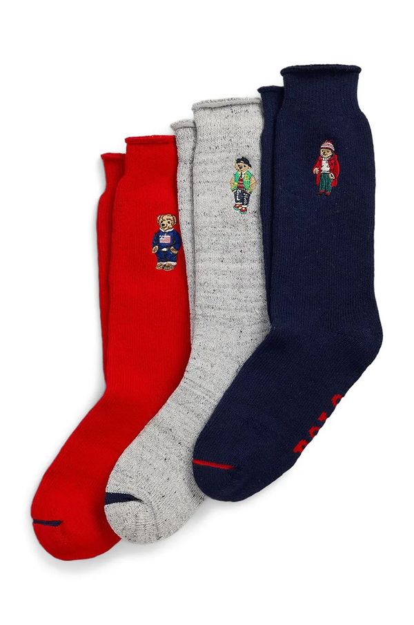 Polo Ralph Lauren Bombažne nogavice Polo Ralph Lauren 3-pack siva barva, 449958862