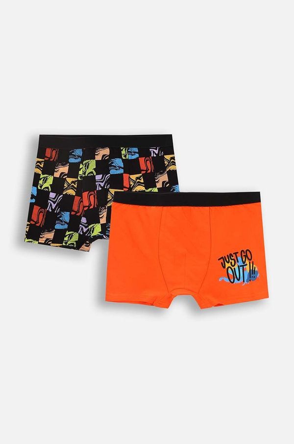 Coccodrillo Bombažne otroške boksarice Coccodrillo 2-pack oranžna barva, PANTS