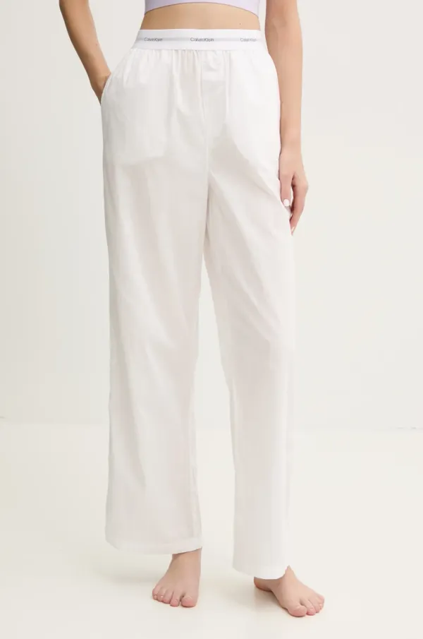 Calvin Klein Underwear Bombažne pižama hlače Calvin Klein Underwear bela barva, LV00QS7410