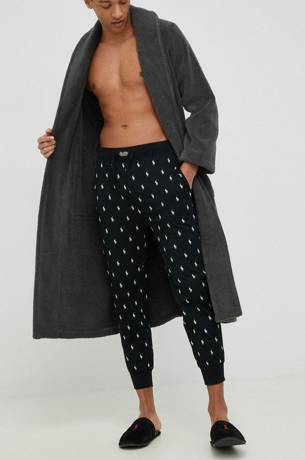 Polo Ralph Lauren Bombažne pižama hlače Polo Ralph Lauren črna barva