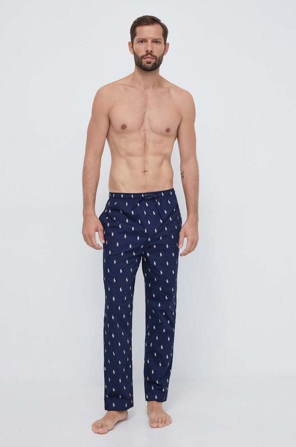 Polo Ralph Lauren Bombažne pižama hlače Polo Ralph Lauren mornarsko modra barva