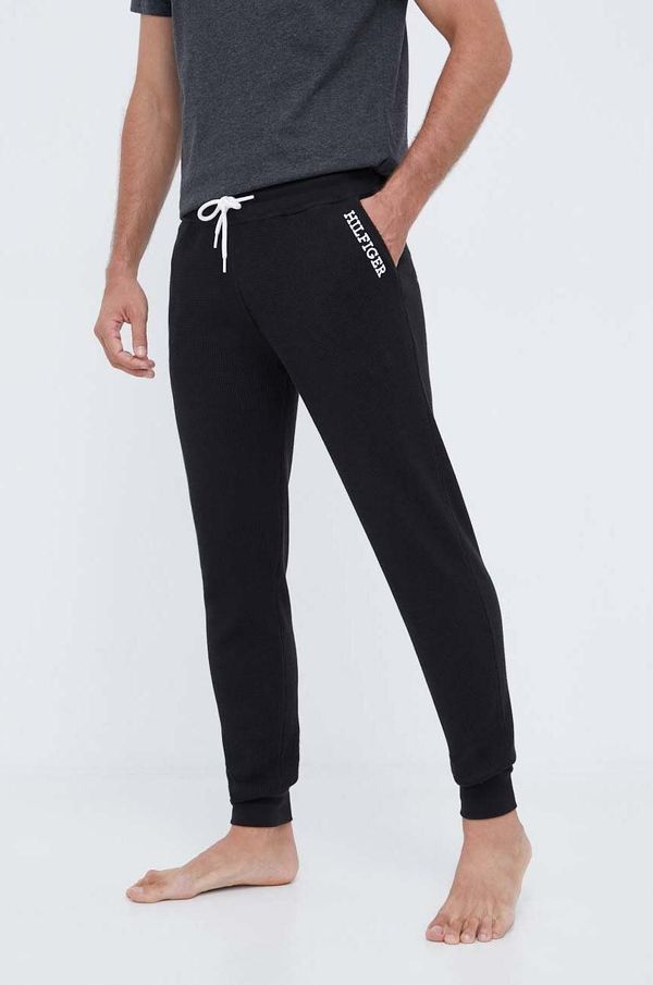 Tommy Hilfiger Bombažne pižama hlače Tommy Hilfiger črna barva