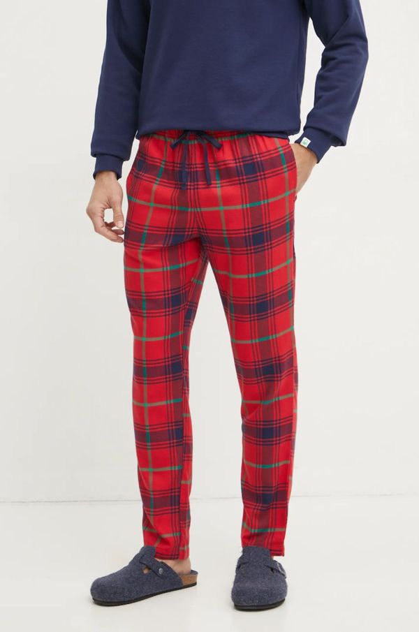 United Colors of Benetton Bombažne pižama hlače United Colors of Benetton rdeča barva, 43UL4F009