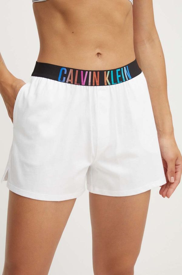 Calvin Klein Underwear Bombažne pižama kratke hlače Calvin Klein Underwear bela barva, 000QS7194E