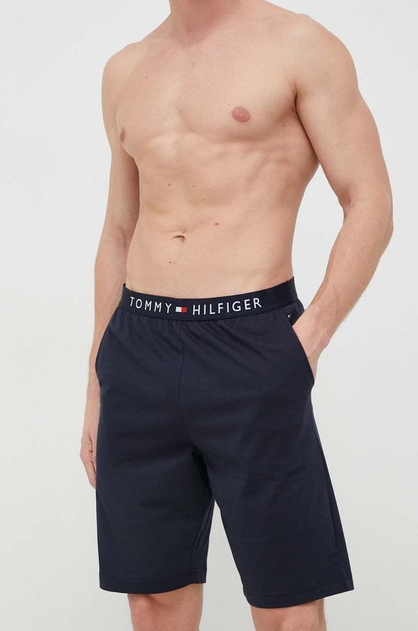 Tommy Hilfiger Bombažne pižama kratke hlače Tommy Hilfiger mornarsko modra barva