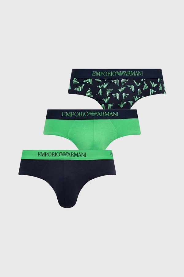 Emporio Armani Underwear Bombažne spodnjice Emporio Armani Underwear 3-pack zelena barva