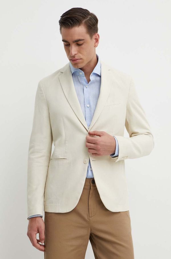 Sisley Bombažni blazer Sisley bež barva