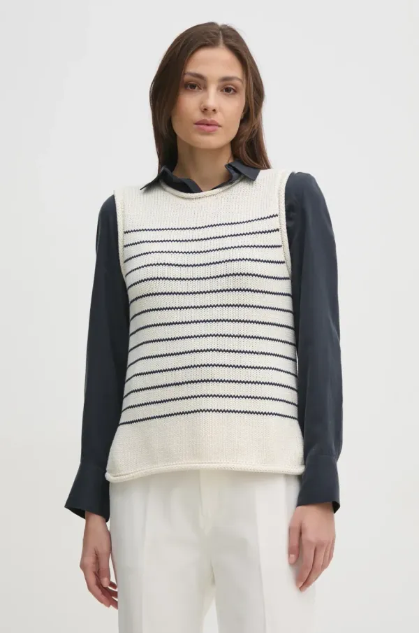 Mos Mosh Bombažni brezrokavnik Mos Mosh ženski, bež barva, 168040