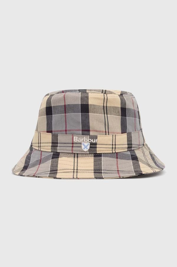 Barbour Bombažni klobuk Barbour Tartan Bucket Hat bež barva, MHA0618