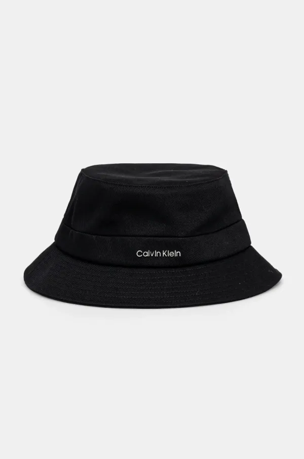 Calvin Klein Bombažni klobuk Calvin Klein črna barva, K60K613161