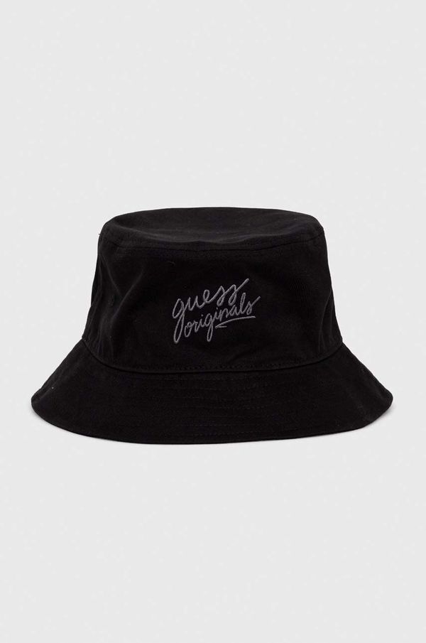 Guess Originals Bombažni klobuk Guess Originals črna barva