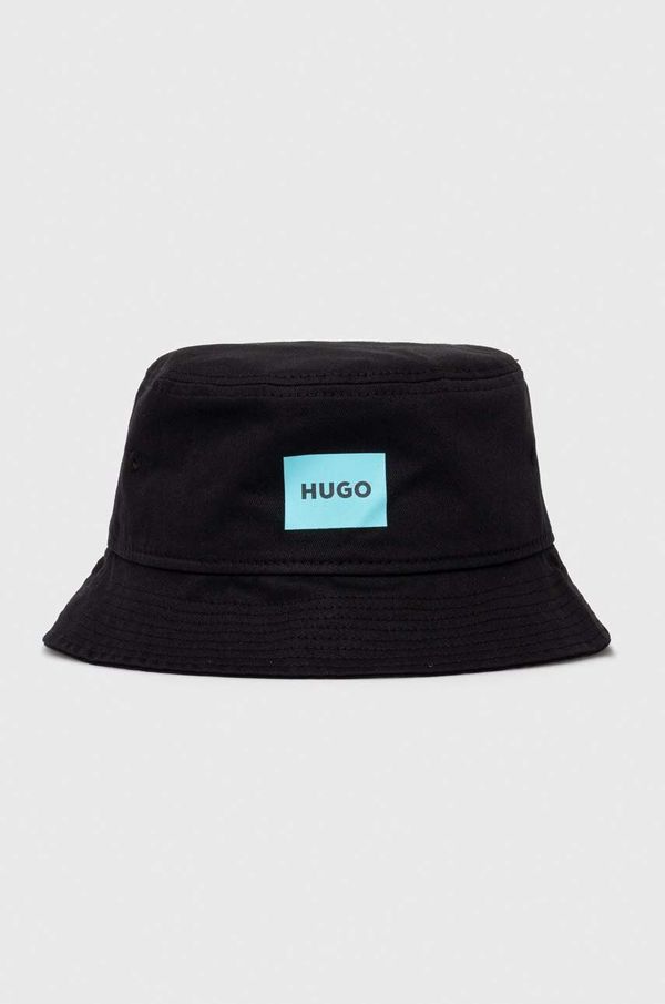 Hugo Bombažni klobuk HUGO črna barva