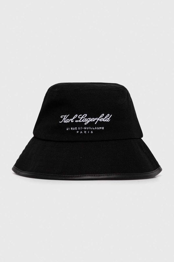 Karl Lagerfeld Bombažni klobuk Karl Lagerfeld črna barva