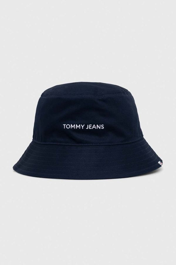 Tommy Jeans Bombažni klobuk Tommy Jeans mornarsko modra barva