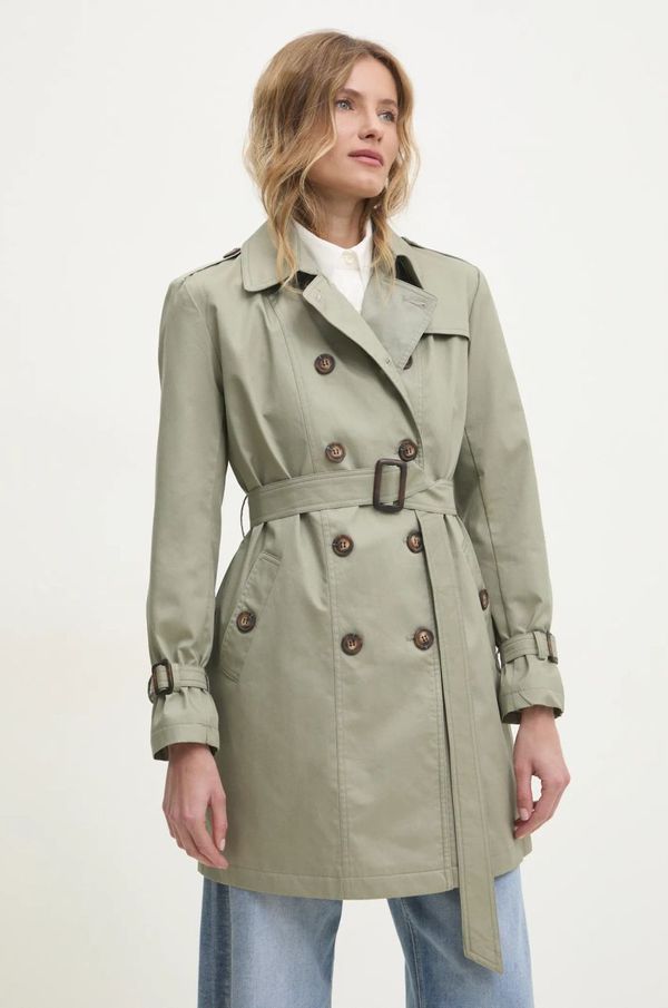 Answear Lab Bombažni plašč Answear Lab zelena barva