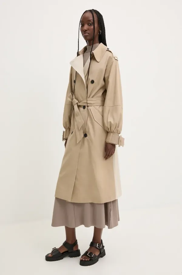 Desigual Bombažni plašč Desigual COLONIA bež barva, 24WWEWBS