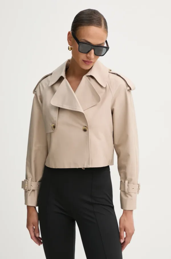 Fracomina Bombažni plašč Fracomina bež barva, FR25SC7001W76401