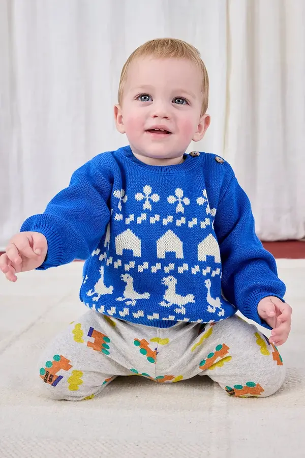 Bobo Choses Bombažni pulover za dojenčke Bobo Choses Farm jaquard