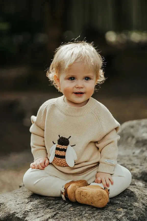 Donsje Bombažni pulover za dojenčke Donsje Valenthe Sweater Bee
