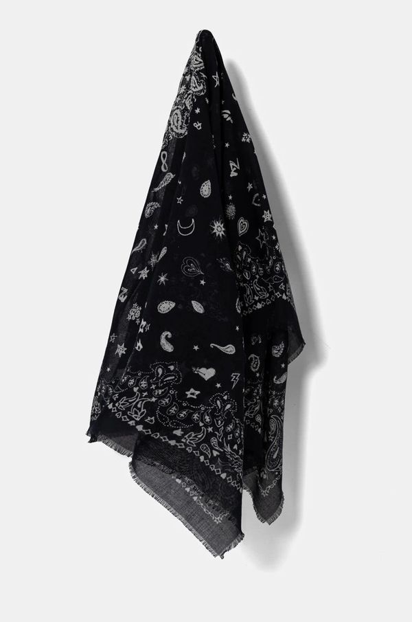 Zadig&Voltaire Bombažni šal ZADIG&VOLTAIRE črna barva, OWSC01499
