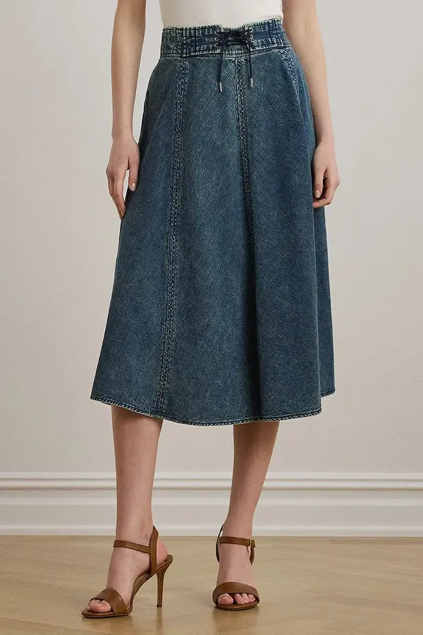 Lauren Ralph Lauren Bombažno krilo iz jeansa Lauren Ralph Lauren