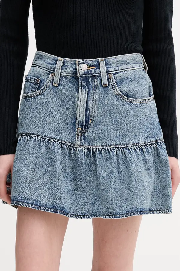 Levi's Bombažno krilo iz jeansa Levi's FLOUNCE MINI