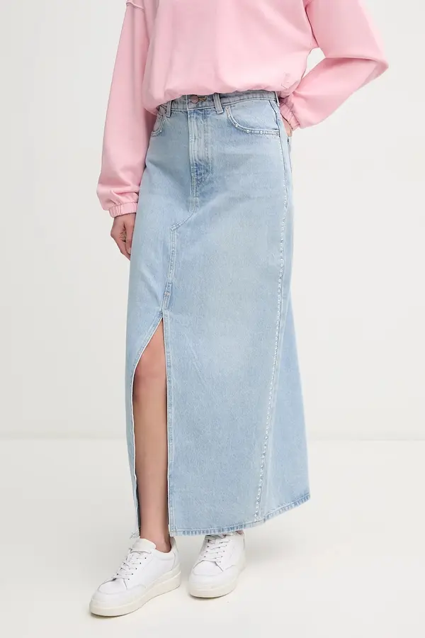 Pepe Jeans Bombažno krilo iz jeansa MAXI SKIRT HW STUD