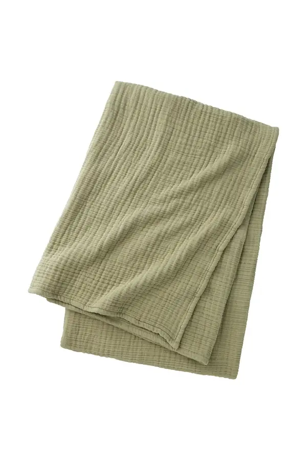 BOSS Bombažno posteljno pregrinjalo BOSS LOWEN Khaki 130 x 170 cm