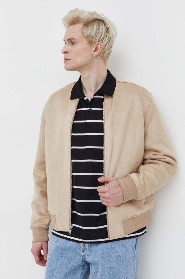 Abercrombie & Fitch Bomber jakna Abercrombie & Fitch moški, bež barva