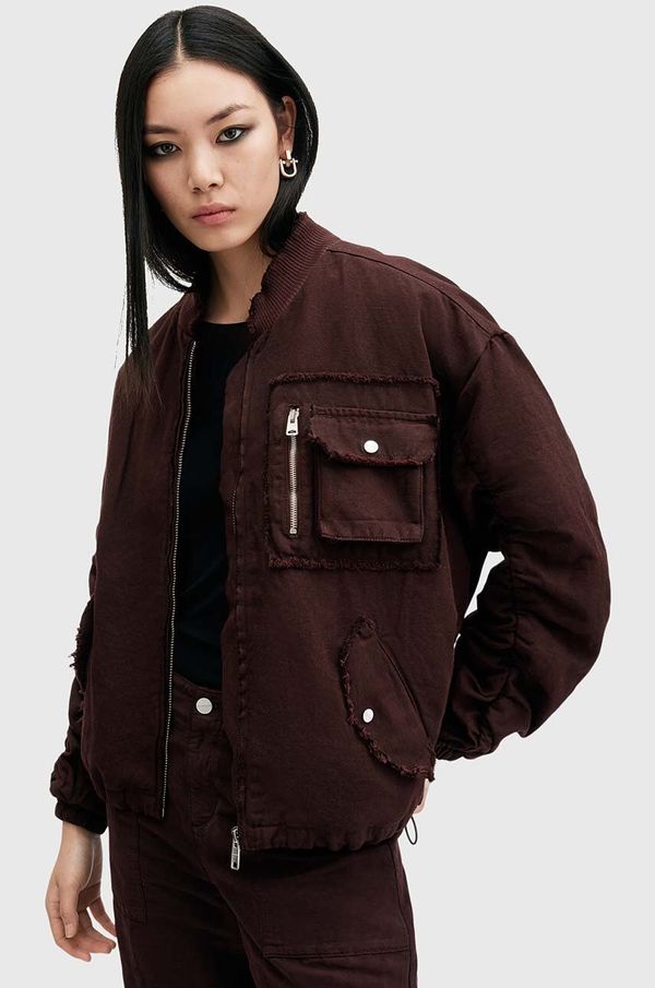 AllSaints Bomber jakna AllSaints RUE BOMBER ženska, bordo barva, W038OB