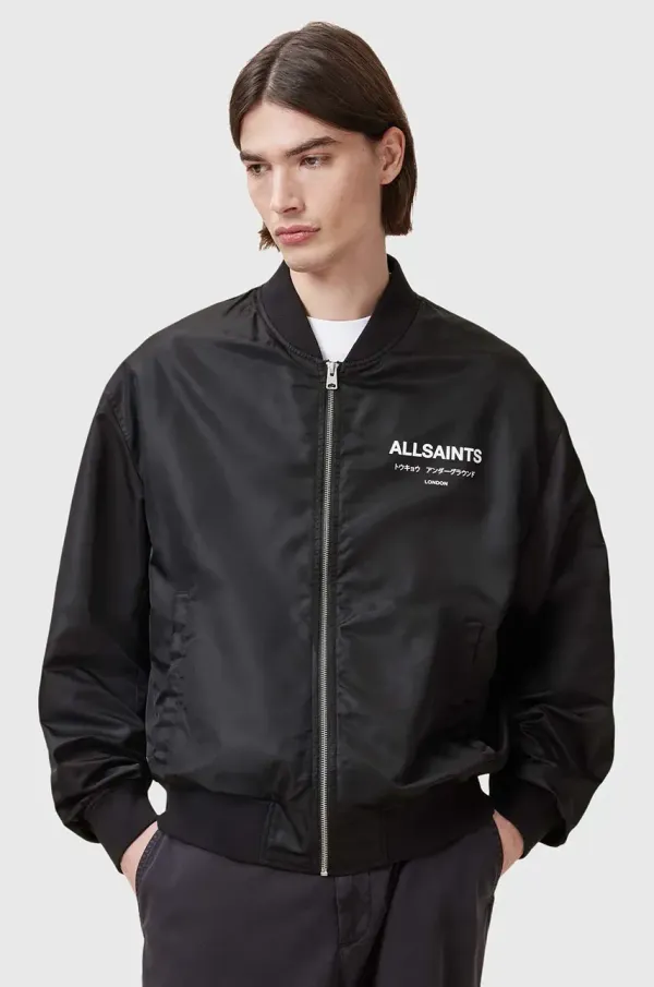 AllSaints Bomber jakna AllSaints UNDERGROUND moška, črna barva, M024OA