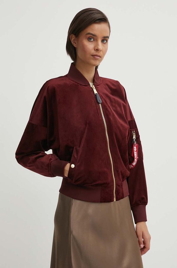 Alpha Industries Bomber jakna Alpha Industries MA-1 OS Velvet ženska, bordo barva