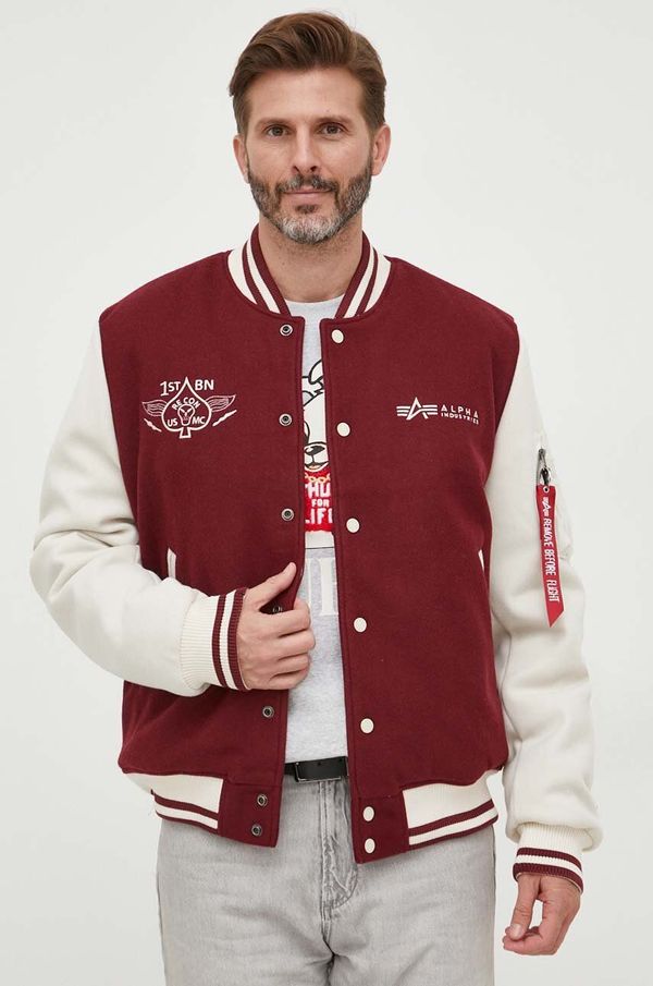 Alpha Industries Bomber jakna Alpha Industries Varsity Air Force Jacket moška, bordo barva