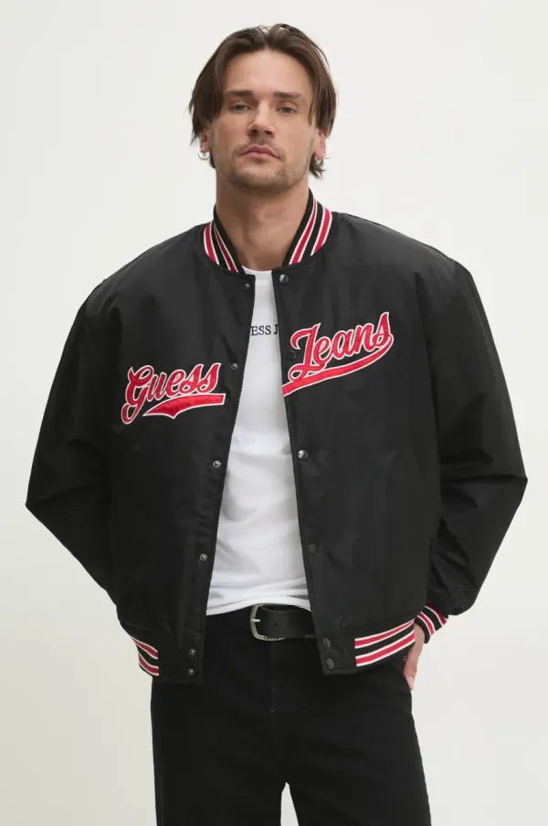 Guess Jeans Bomber jakna Guess Jeans črna barva, M5RL54 WHAA2
