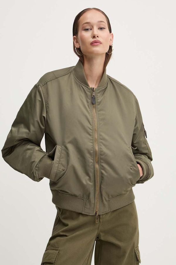 Guess Jeans Bomber jakna Guess Jeans ženska, zelena barva, W4YL01 WG932