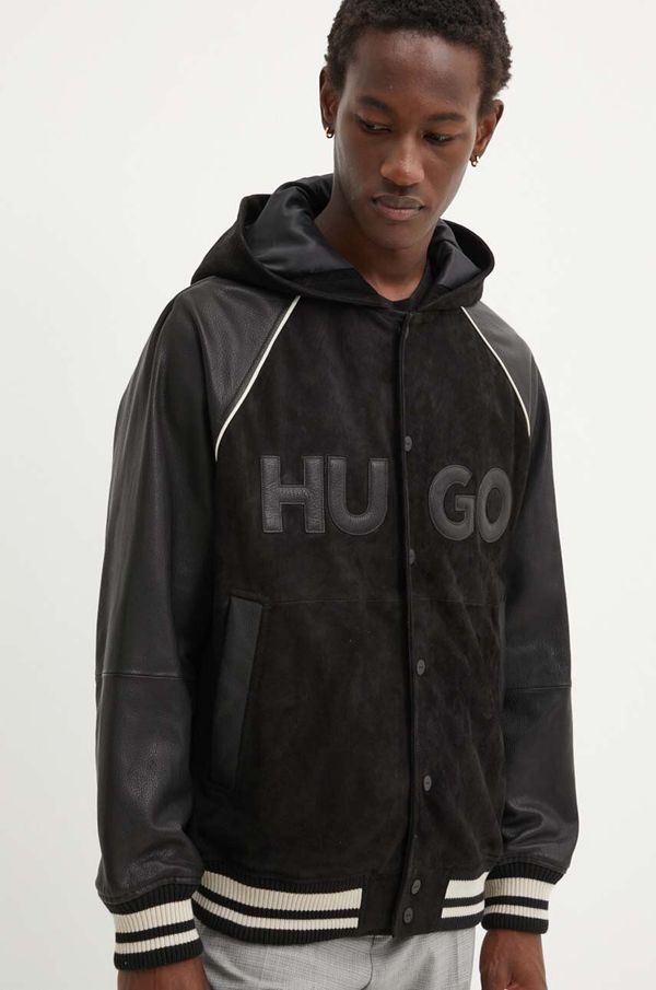 Hugo Bomber jakna HUGO moška, črna barva, 50516870
