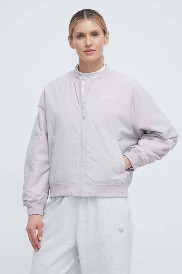 New Balance Bomber jakna New Balance ženski, siva barva