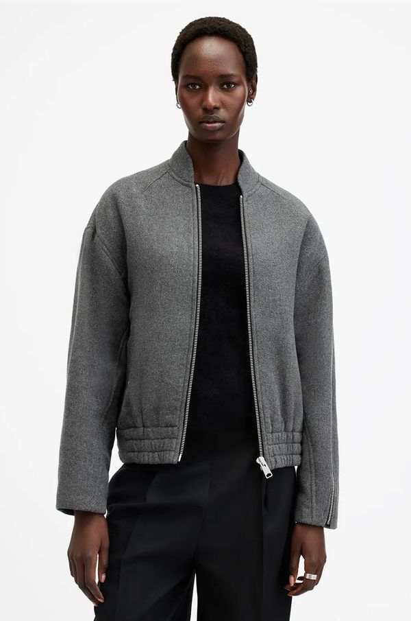 AllSaints Bomber jakna s primesjo volne AllSaints HACKNEY siva barva, W012OB