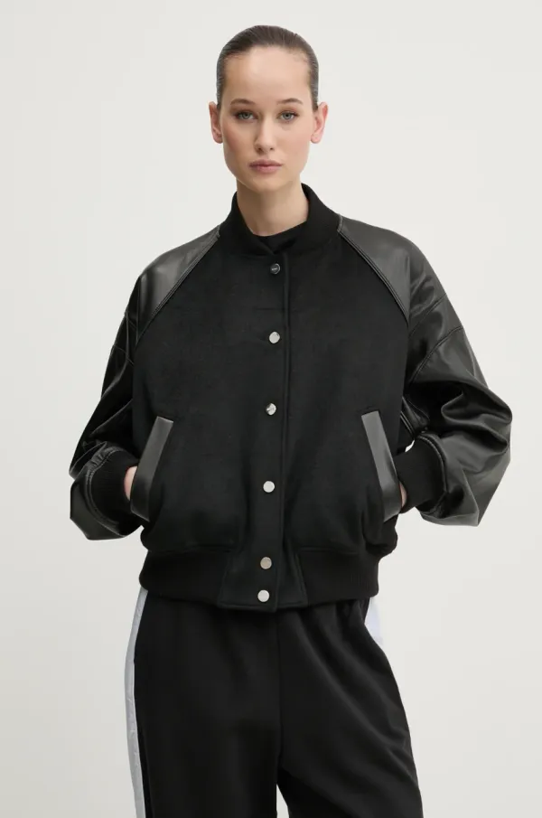 HUGO Bomber jakna s primesjo volne HUGO črna barva, 50529951