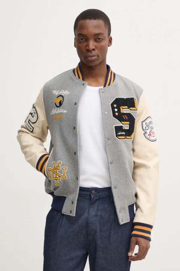 Superdry Bomber jakna Superdry moška, siva barva, M5012082A-07Q