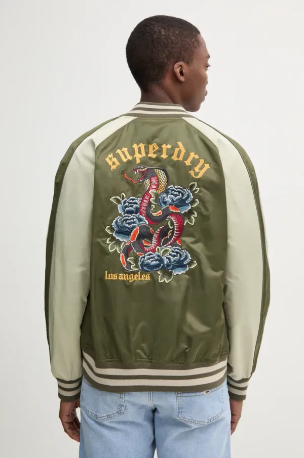 Superdry Bomber jakna Superdry moška, zelena barva, M5012070A-2LX
